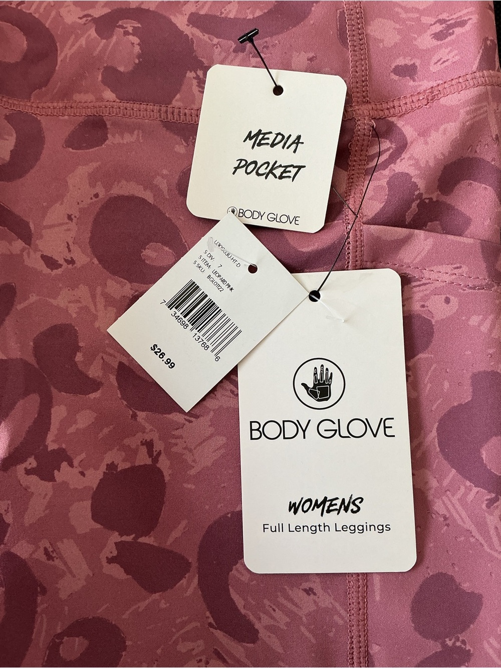 Body Glove M Pink Leopard Sports Bra High Rise Pocket Leggings Set NWT - Picture 11 of 13